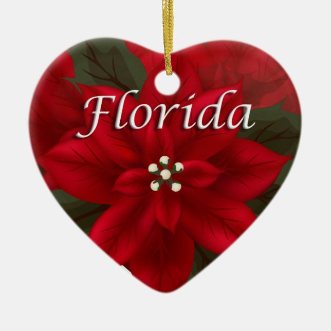 Florida Poinsettia Herz Keepake Ornament (Vorne)