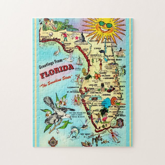 Florida Postcard Karte 11x14 Jigsaw Puzzle (Vertikal)