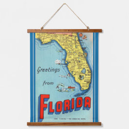 Florida Postcard Wandteppich Mit Holzrahmen