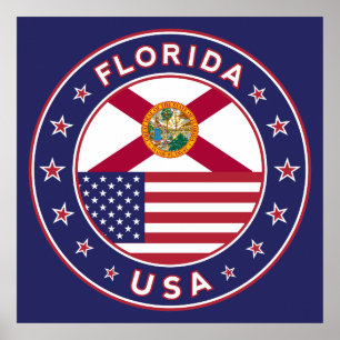 Florida, Poster, mittelgroß, blau Poster