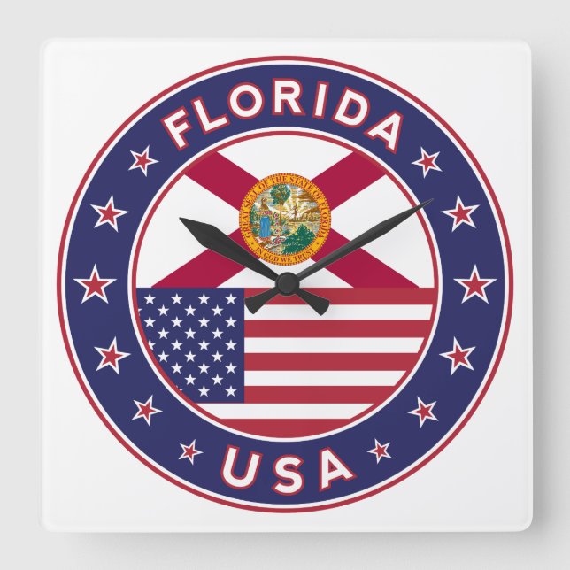 Florida Quadratische Wanduhr (Vorderseite)