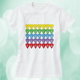 Florida-Regenbogen-Herzen-Muster T-Shirt