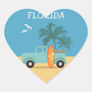 Florida: Reisemarke Herz-Aufkleber