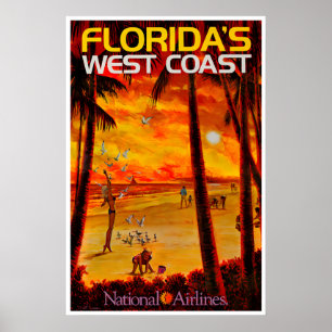 Florida-Reiseplakat Westküste von Florida Kunst Poster