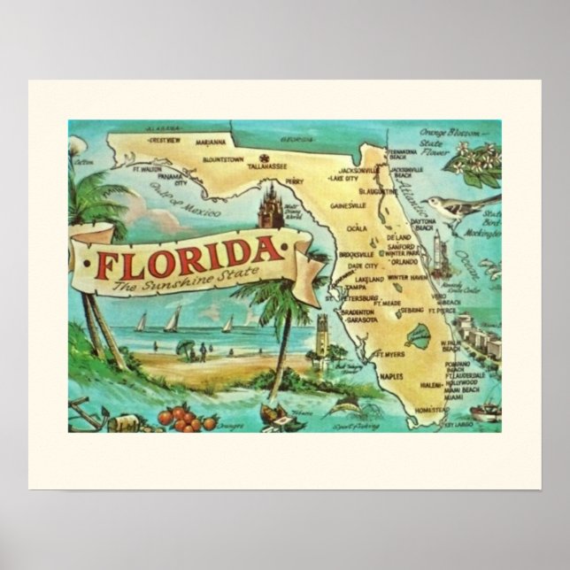 Florida Retro 16x20 Kartenposter Poster (Vorne)