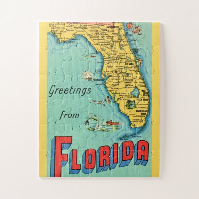Florida Retro Karte 11x14 BIG Stücke Jigsaw Puzzle (Vertikal)