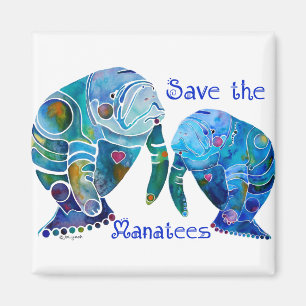 Florida Rettete die Manatees in Vivid Blues Magnet