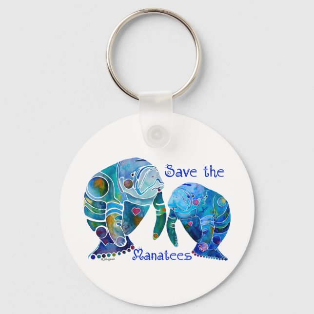 Florida Rettete die Manatees in Vivid Blues Schlüsselanhänger (Vorderseite)