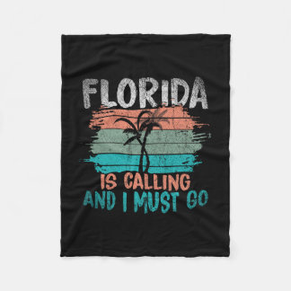 Florida ruft und ich muss gehen Retro Palmen Fleecedecke