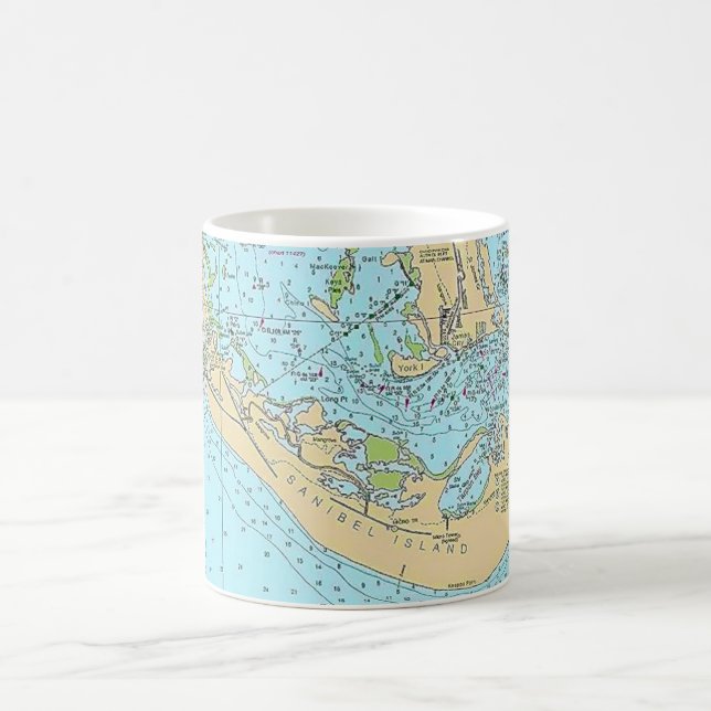 Florida - Sanibel Captiva Seeschifffahrtskarte Tas Kaffeetasse (Mittel)