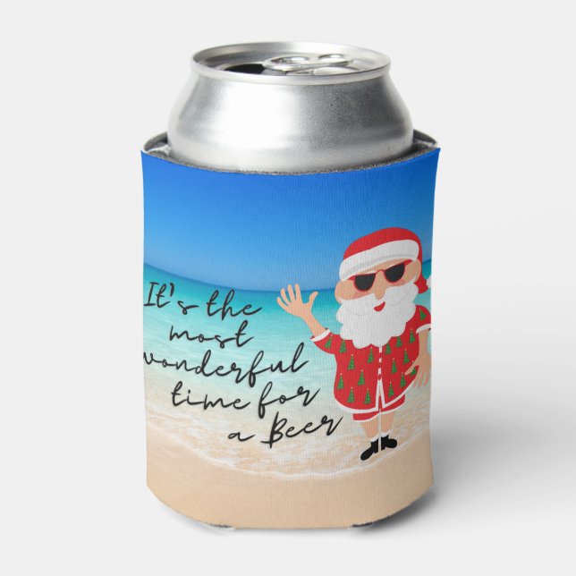 Florida Santa Wunderschöne Zeit für ein Bier Dosenkühler (Kanne Vorderseite)
