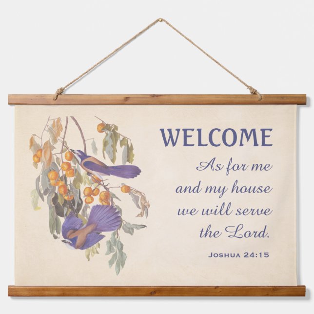 Florida Scrub Jay Birds und Verse Doormat Wandteppich Mit Holzrahmen (Vorne)