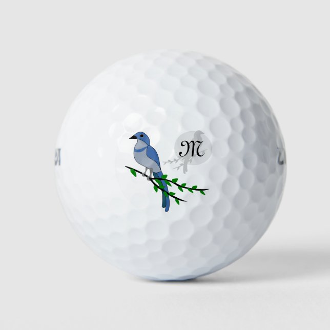 Florida Scrub Jay Monogram Wappen Golfball (Vorderseite)