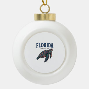 Florida Sea Turtle Vintage Engraving Grafik_1 Keramik Kugel-Ornament