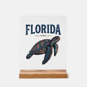 Florida-Seeschildkröte Vintage-Stich Grafik_1 Acrylschild