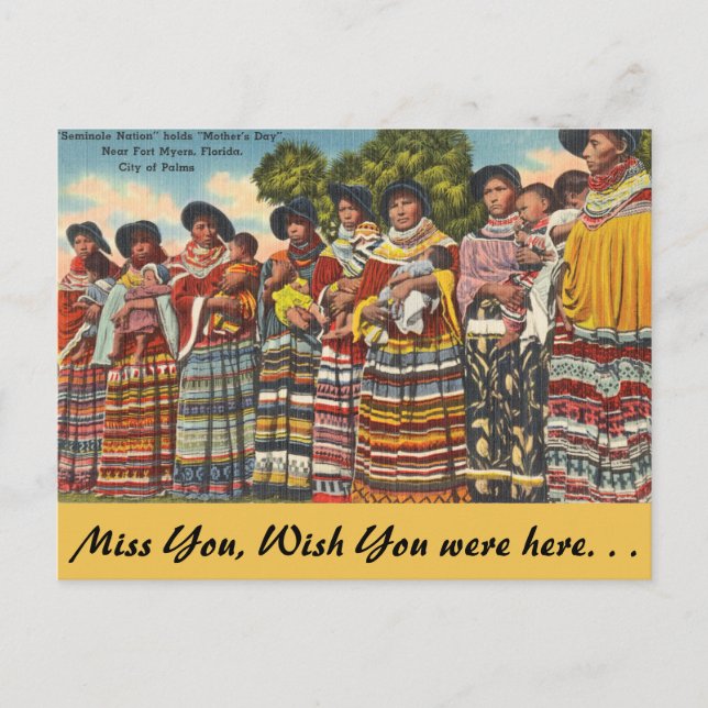 Florida, Seminoles Ft. Myers Postkarte (Vorderseite)