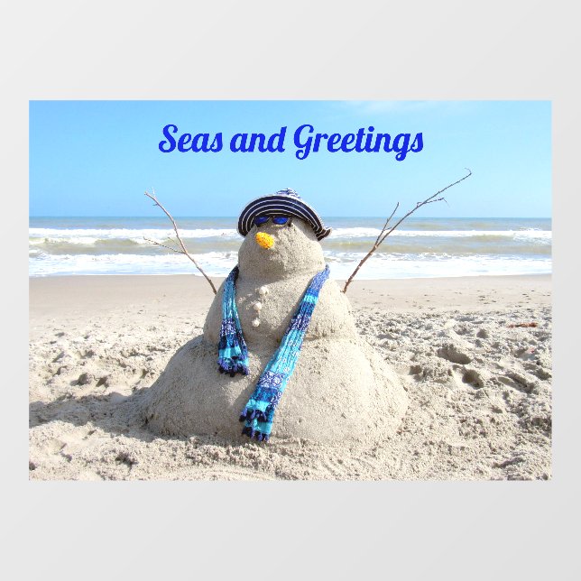 Florida Snowman - Fenster zur Skulptur am Strand Fensteraufkleber (Blatt)