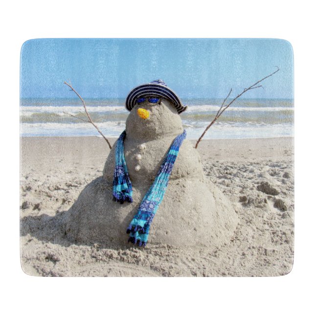 Florida Snowman (Skulptur Sand) Schneidebrett (Vorderseite)