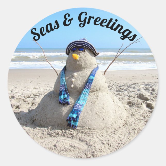 Florida Snowman Stickers - Sandskulptur - Strand (Vorderseite)