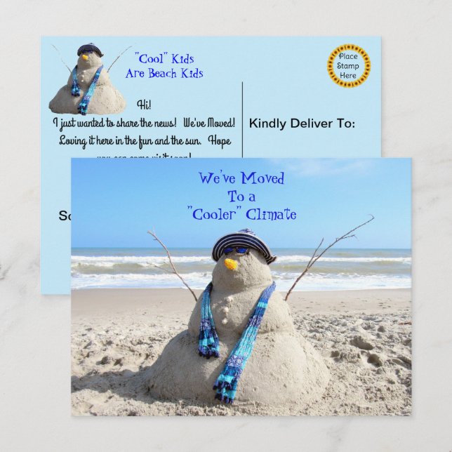 Florida Snowman - Strand - Neue Postkarte für die  (Vorne/Hinten)