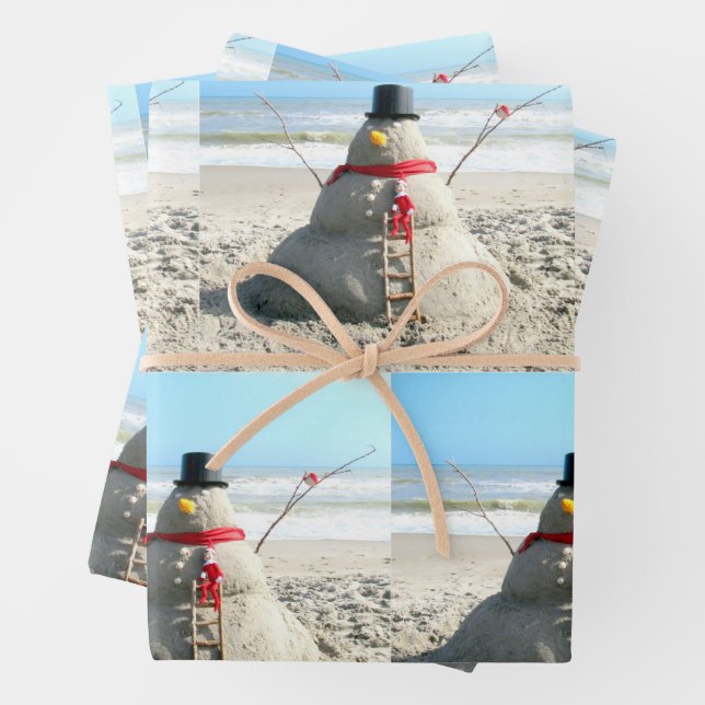 Florida Snowman und Elf - Papierblätter zum Umschl Geschenkpapier Set (Beispiel)