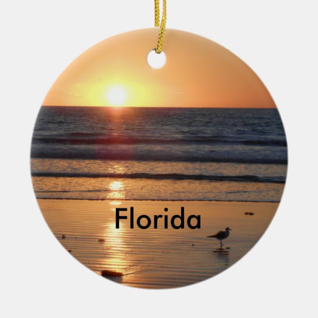 Florida-Sonnenaufgang-Weihnachtsverzierung Keramikornament (Vorne)