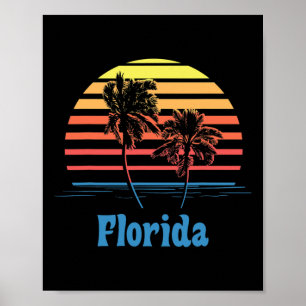 Florida-Sonnenuntergang Palmen Strand Urlaub Poster