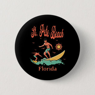 Florida St. Pete Beach Fl Surfer Surfen Angeln P Button