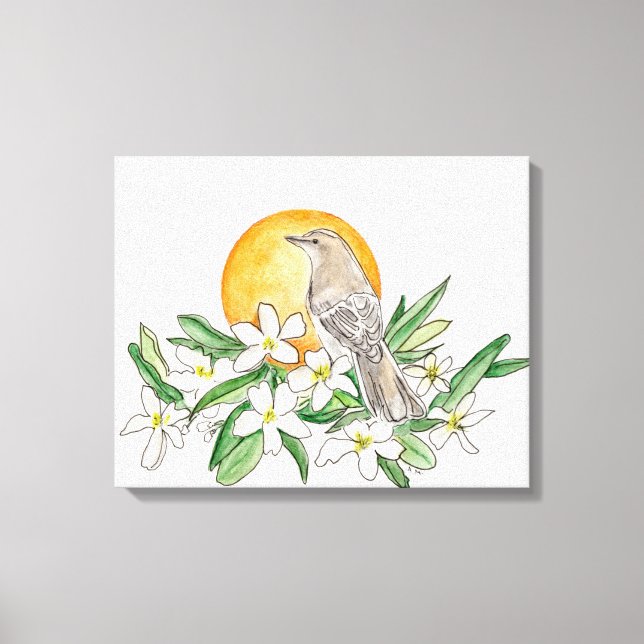 Florida Staat Bird und Blume Leinwanddruck (Vorderseite)