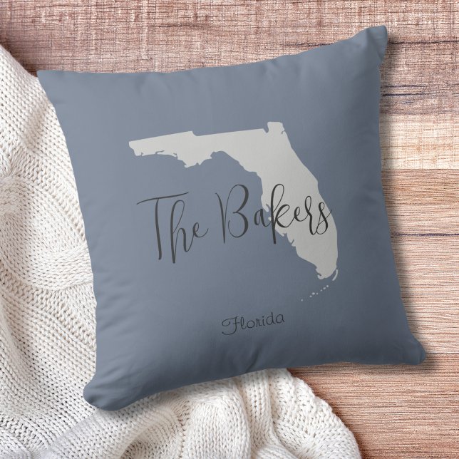 Florida Staat Familienname Throw Kissen (Show pride for your state and personalize it!  "love makes this house a home in <your state>")