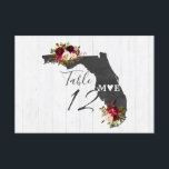 Florida Staat Hochzeit in Urlaubsort Tischnummern<br><div class="desc">Florida Staat Wedding Destination Rustikaler Country Chic mit Weißholz & Marsala Burgundy Wasserfarbe Blumenarrangements & Boho Feathers Hochzeit Tischnummer Seating Chart Cards mit trendigem handgeschriebenem Schriftart! ~ Karo mein Shop zu sehen,  die gesamte Hochzeitskollektion mit diesem Design!</div>
