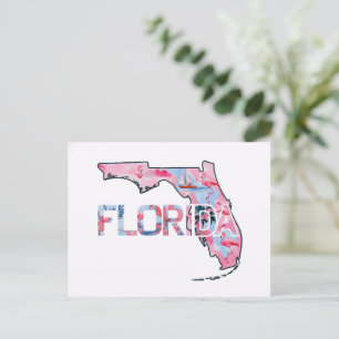 Florida Staat Karte Kontur Form rosa Flamingos
