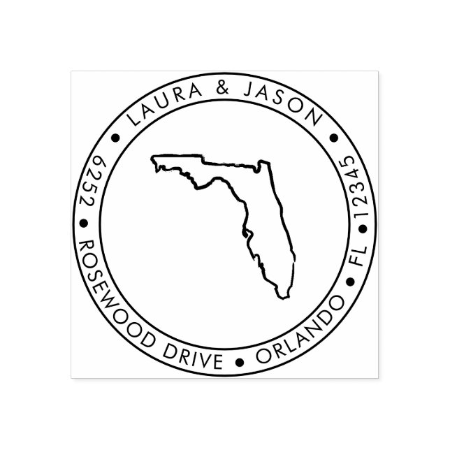 Florida Staat Karte Rücksendeadresse Holzkunst Bri Gummistempel (Prägung)