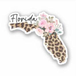 Florida Staat Leopard Print mit Blume Aufkleber