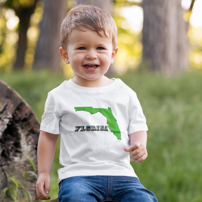 Florida Staat Map and Text Baby T-shirt (Florida State Map and Text Baby T-Shirt)