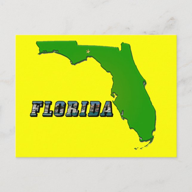 Florida Staat Map and Text Postkarte (Vorderseite)