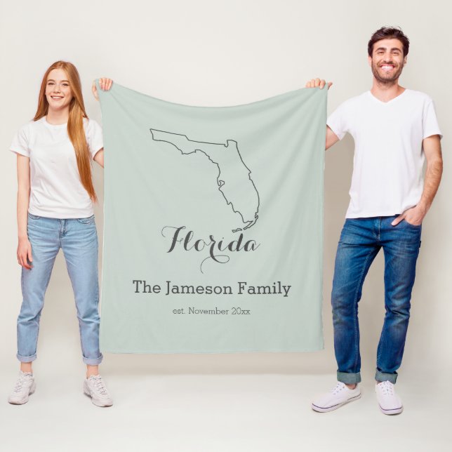 Florida Staat Map Kontur Familie personalisiert Fleecedecke (Beispiel)