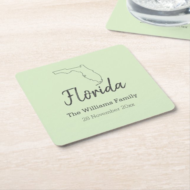Florida Staat Map Personalisiert Family Wiedersehe Rechteckiger Pappuntersetzer (angewinkelt)