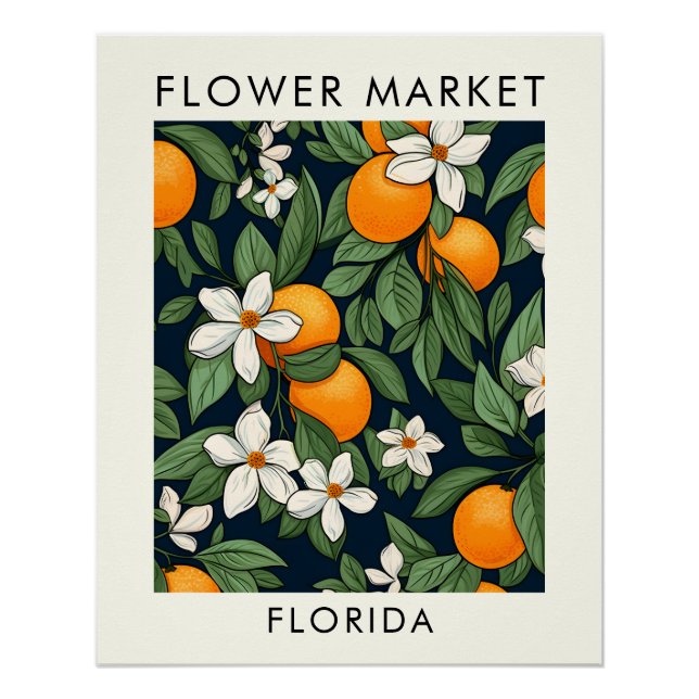 Florida Staat Orange Blossom Blume Markt Poster (Vorderseite)
