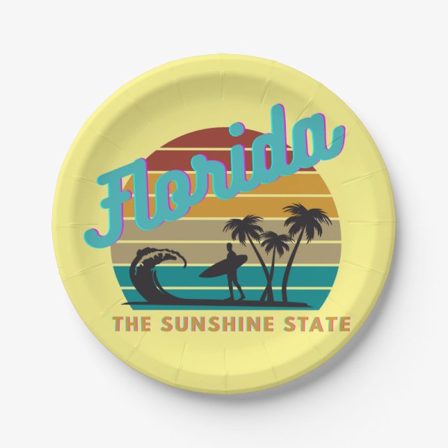 Florida Staat Retro Vintag Sunset Pappteller (Vorderseite)