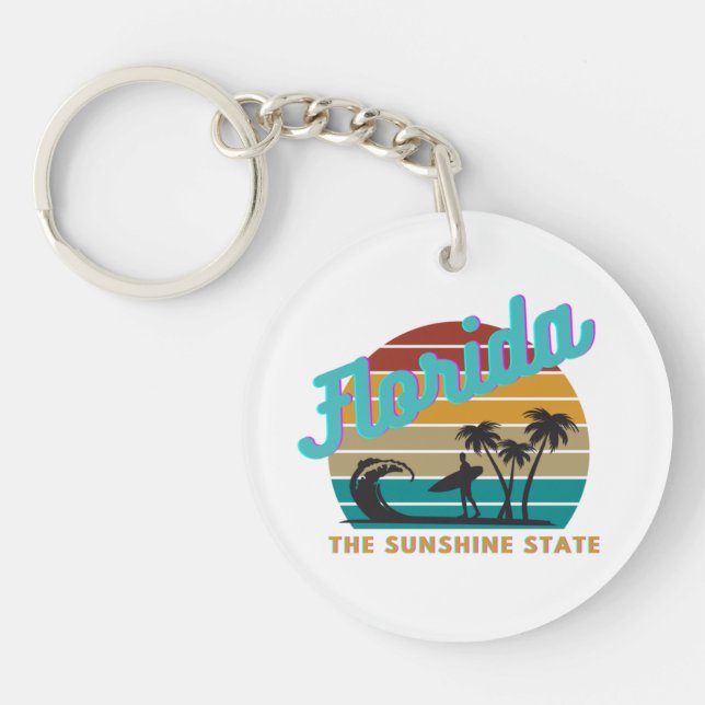 Florida Staat Retro Vintag Sunset Schlüsselanhänger (Vorderseite)