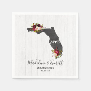 Florida Staat Rustic Wood Wedding Monogram Serviette