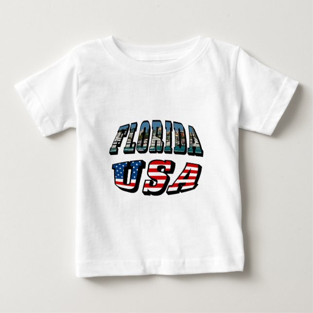 Florida-Staat und USA-Flaggentext Baby T-shirt (Vorderseite)