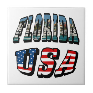Florida-Staat und USA-Flaggentext Fliese