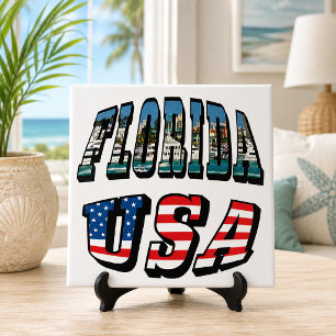 Florida-Staat und USA-Flaggentext Fliese