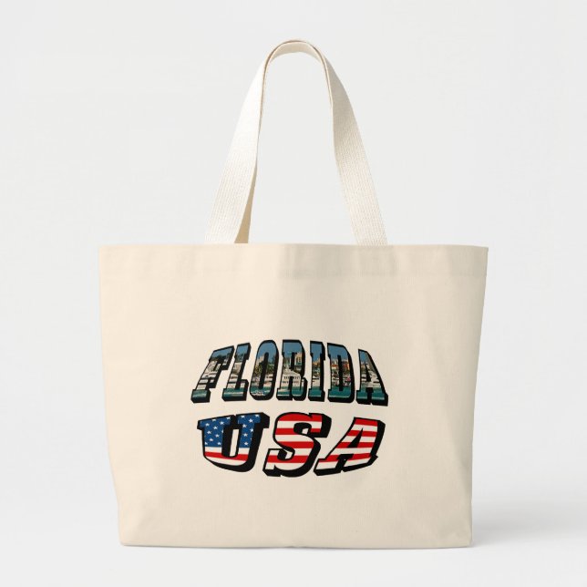 Florida-Staat und USA-Flaggentext Jumbo Stoffbeutel (Vorne)