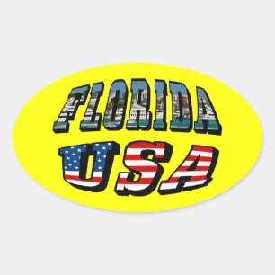 Florida-Staat und USA-Flaggentext Ovaler Aufkleber