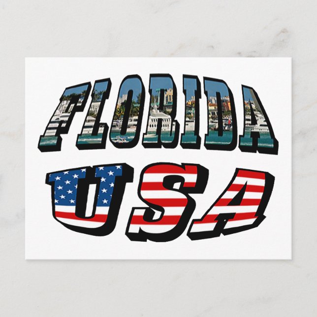 Florida-Staat und USA-Flaggentext Postkarte (Vorderseite)