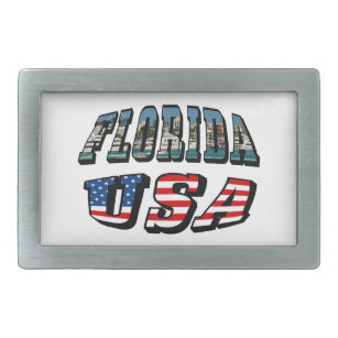 Florida-Staat und USA-Flaggentext Rechteckige Gürtelschnalle