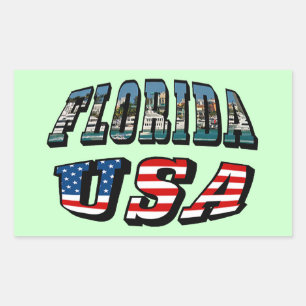 Florida-Staat und USA-Flaggentext Rechteckiger Aufkleber
